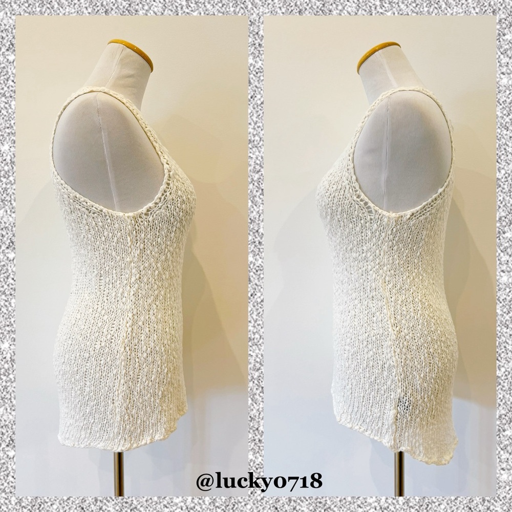360 Sweater NWOT White Crochet Knit Racerback Tank Sz S - Picture 3 of 6
